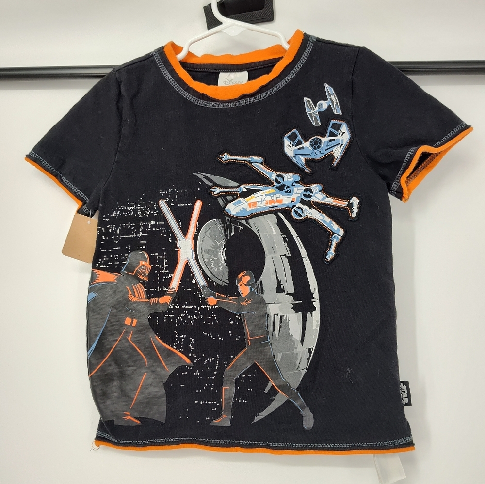 Disney Black and Orange Star Wars Kids Tee Size 5/6